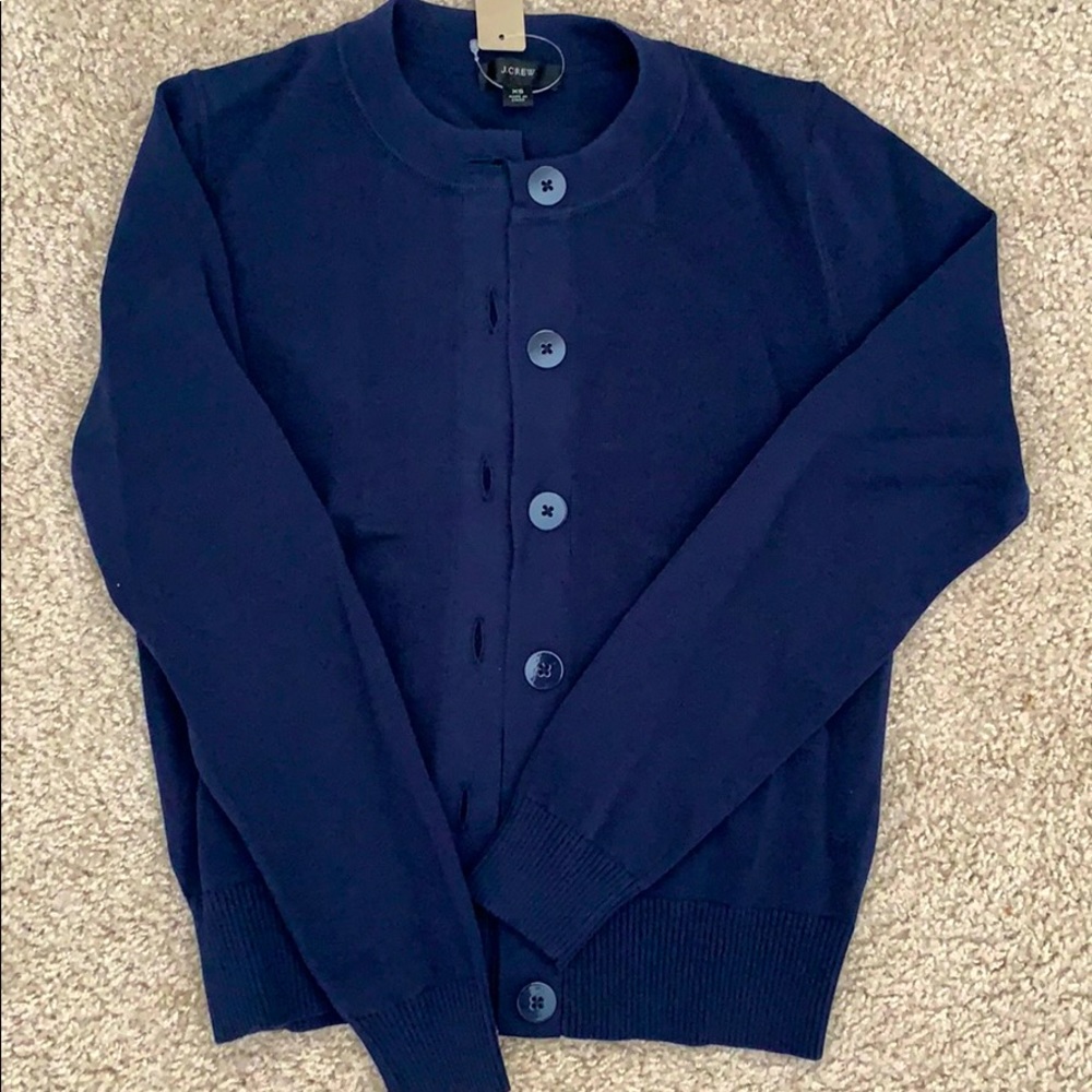 J crew navy blue button up 100% cotton cardigan